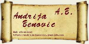 Andrija Benović vizit kartica